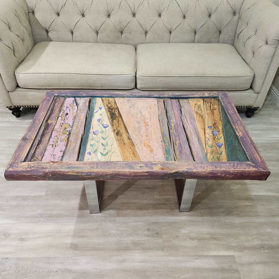 50"L Lavender, Reclaimed Wood coffee table