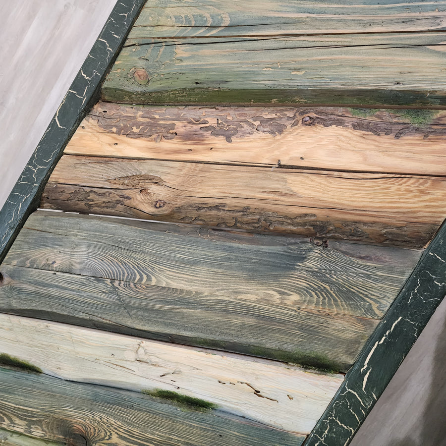 51"L Forest Green, Multicolor Reclaimed Wood Coffee table