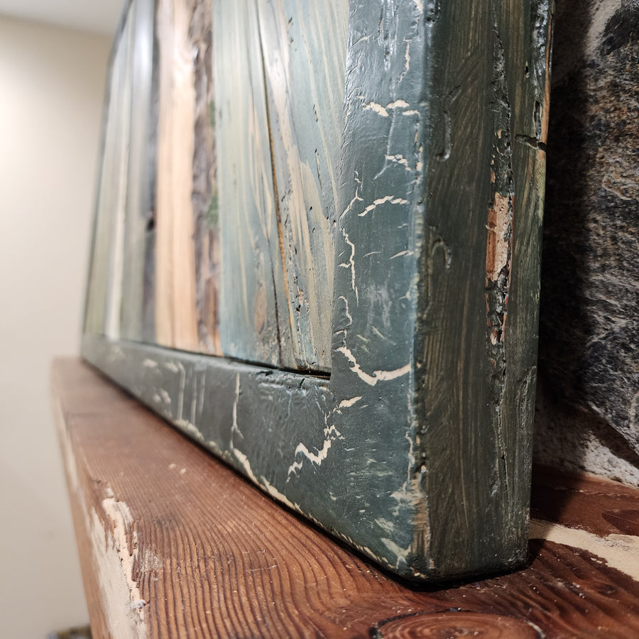 51"L Forest Green, Multicolor Reclaimed Wood Coffee table