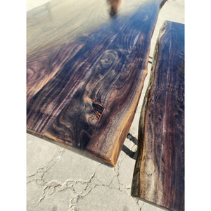 Live edge Acacia wood Table and Bench Set