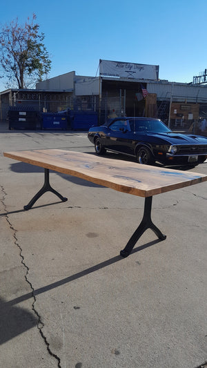 Available now! 96"L Live Edge White Oak, Solid Wood Slab Table