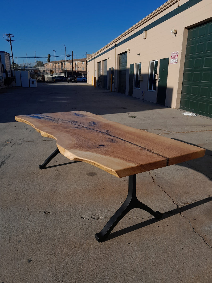 Available now! 96"L Live Edge White Oak, Solid Wood Slab Table