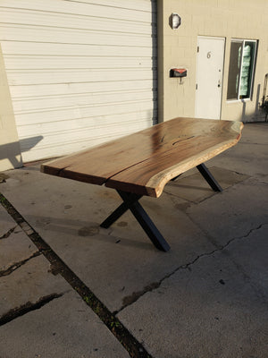 Available now! 96"L Live Edge White Oak, Solid Wood Slab Table