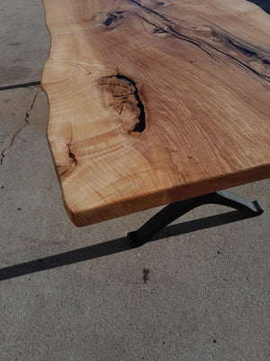 Available now! 96"L Live Edge White Oak, Solid Wood Slab Table