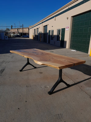 Available now! 96"L Live Edge White Oak, Solid Wood Slab Table