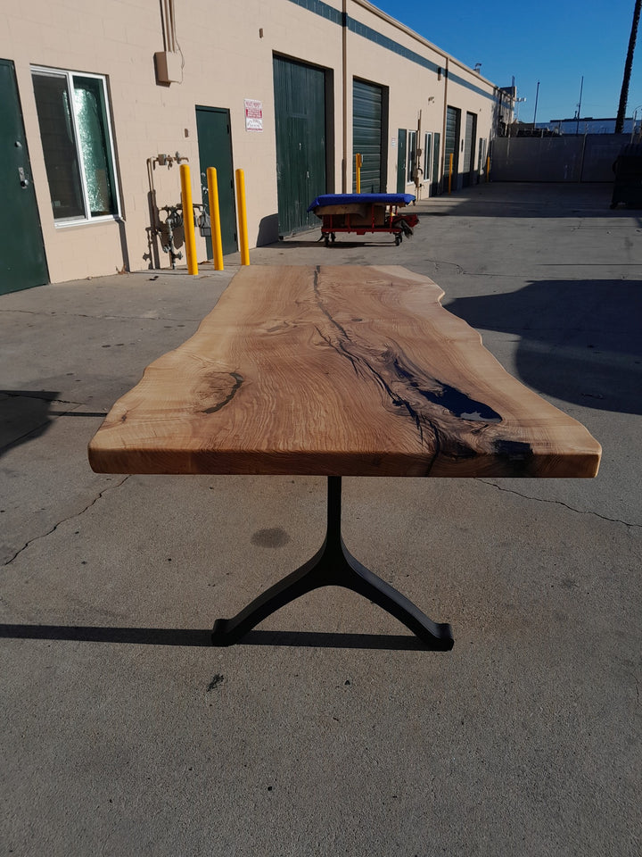 Available now! 96"L Live Edge White Oak, Solid Wood Slab Table