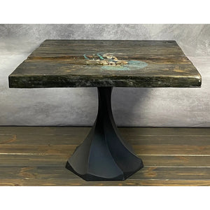 31"L Teal Flower, Reclaimed Wood Coffee/Side table