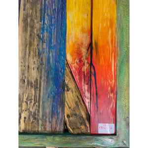49"L Multicolor Handpainted, Reclaimed Wood Coffee table