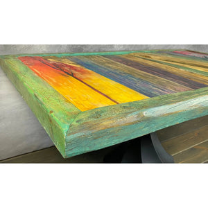 49"L Multicolor Handpainted, Reclaimed Wood Coffee table