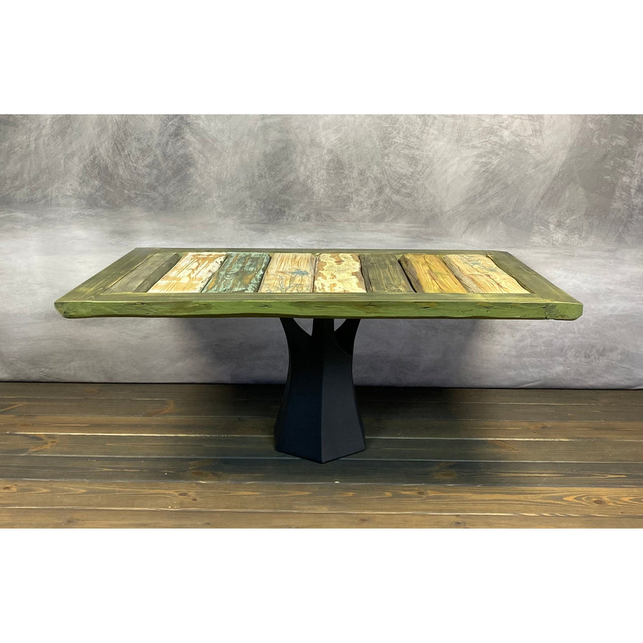 SOLD 46"L Lime Green Reclaimed Wood Coffee Table