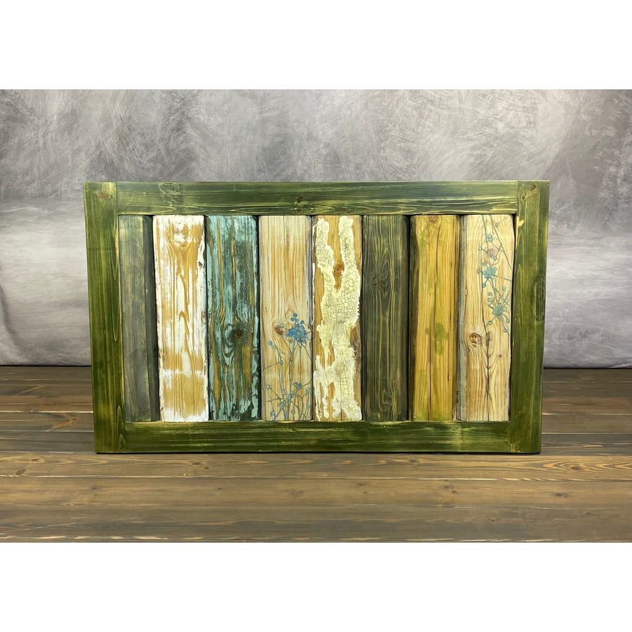SOLD 46"L Lime Green Reclaimed Wood Coffee Table