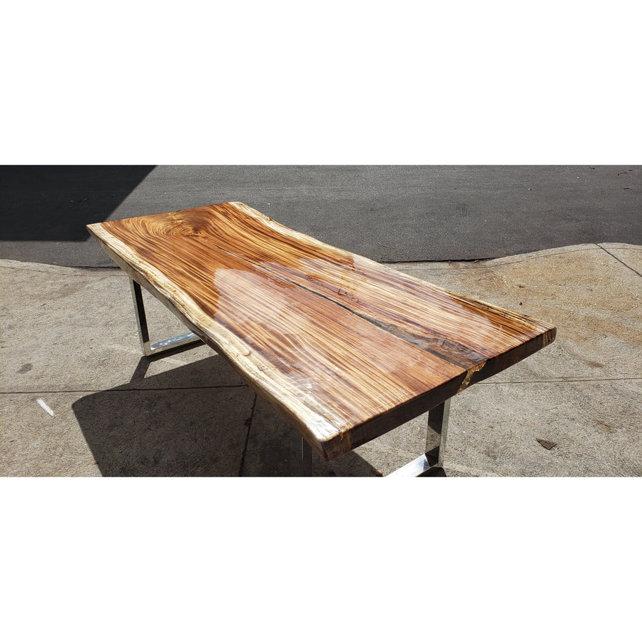 Elegantly Handcrafted, 98"L Solid Slab Acacia wood table