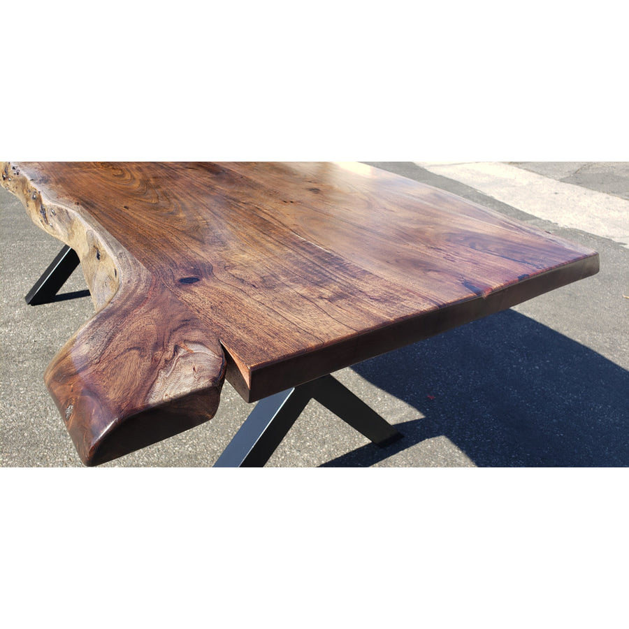 Finely Handcrafted, Custom Stained Live Edge Acacia wood table