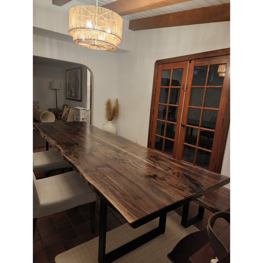 120"L Custom stained, Table & Bench Set