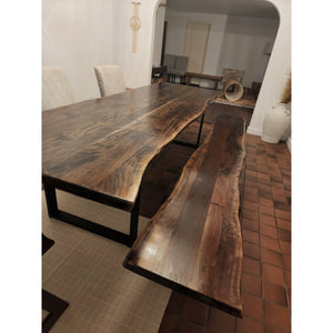 120"L Custom stained, Table & Bench Set