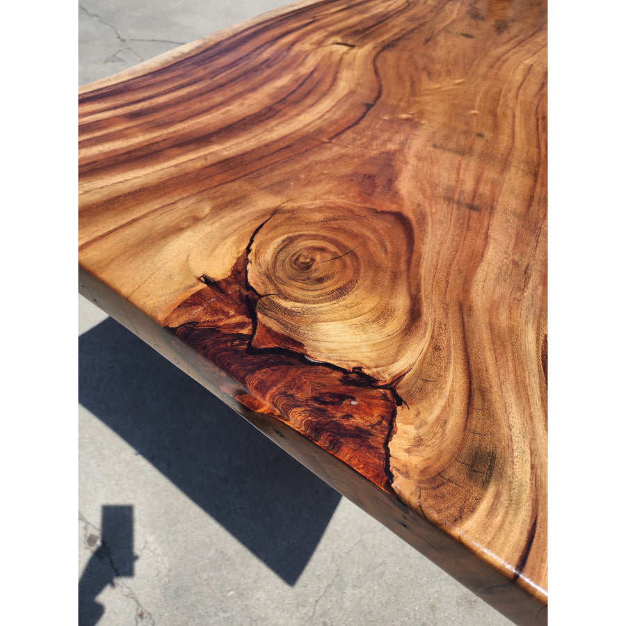 SOLD Now Available! 110"L Live edge Acacia wood slab table