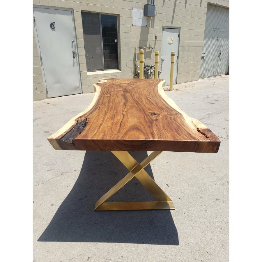 Rustic Style, 99"L Solid Slab Acacia wood table