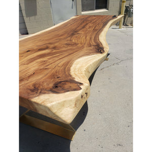 Rustic Style, 99"L Solid Slab Acacia wood table
