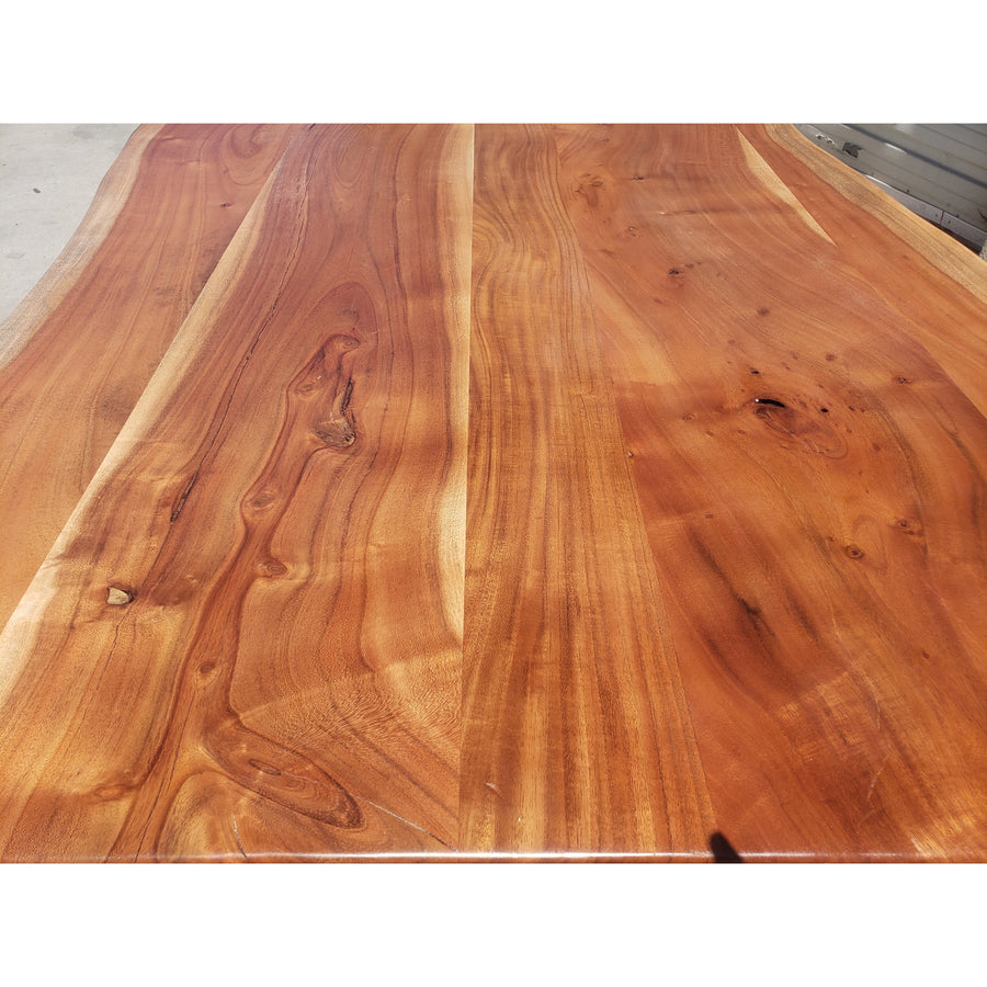 108"L Live Edge wood table with Custom Steel legs