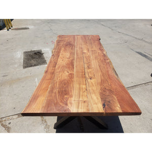 108"L Live Edge wood table with Custom Steel legs