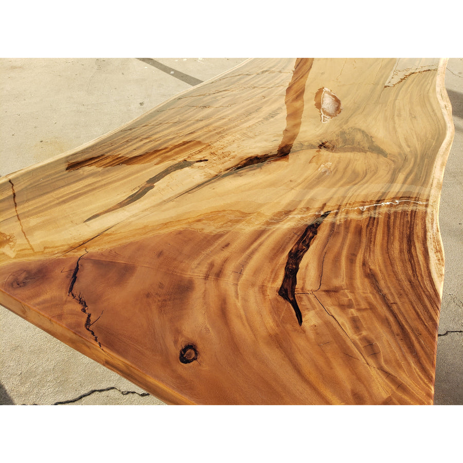 Handcrafted 96"L Solid Acacia Wood slab with Protective Coating