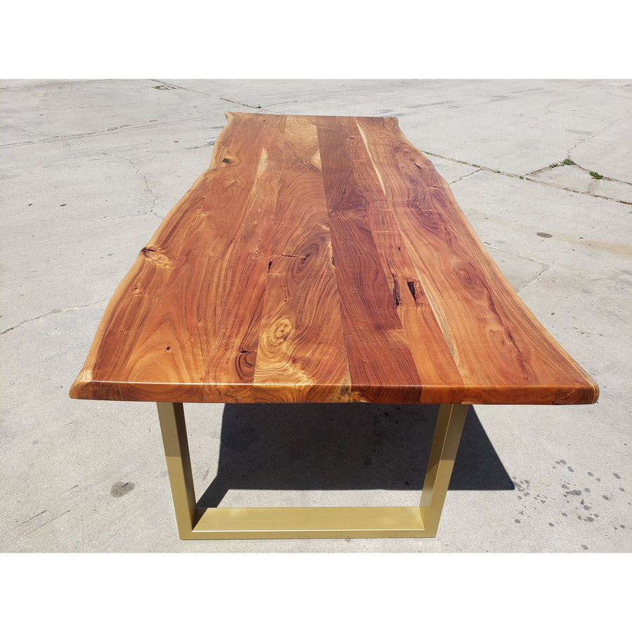 96"L Live edge Acacia wood table - Gold Legs