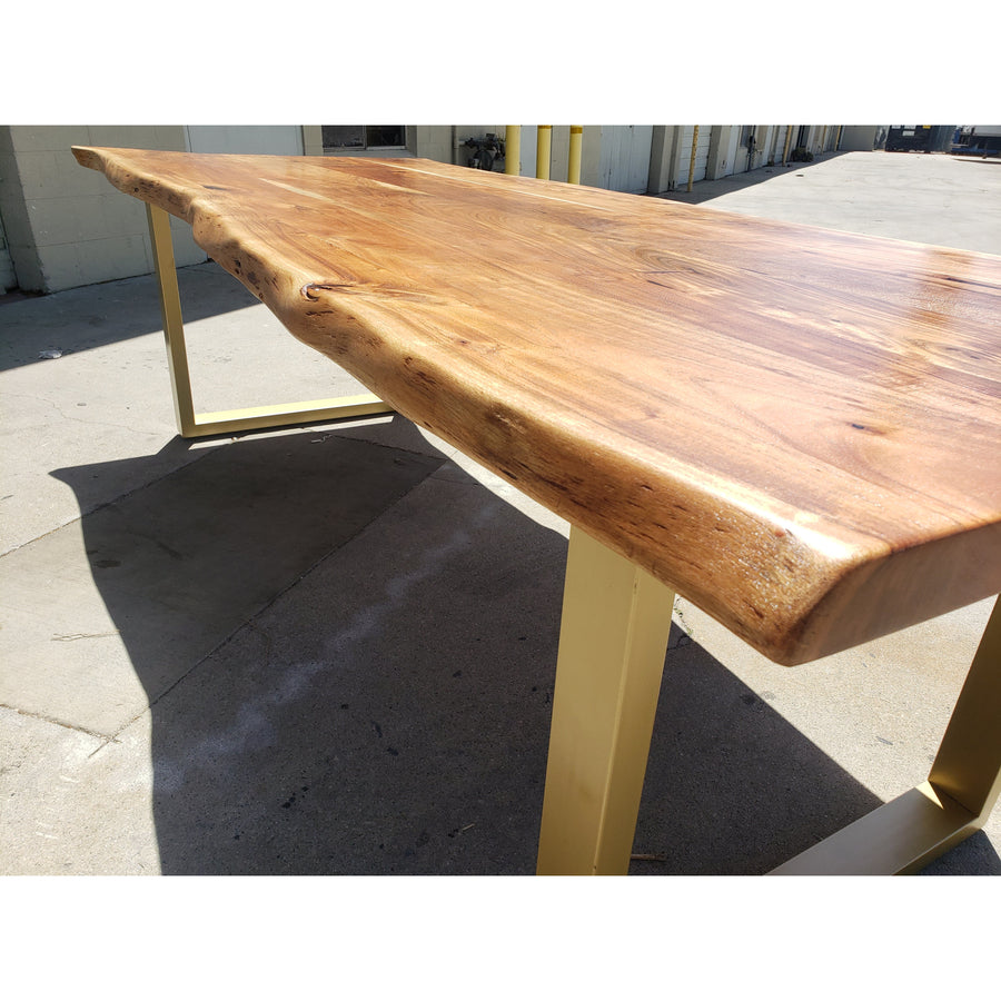 96"L Live edge Acacia wood table - Gold Legs