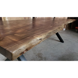 96"L Handcrafted, Cool Toned Live Edge Acacia wood Dining/Conference Table